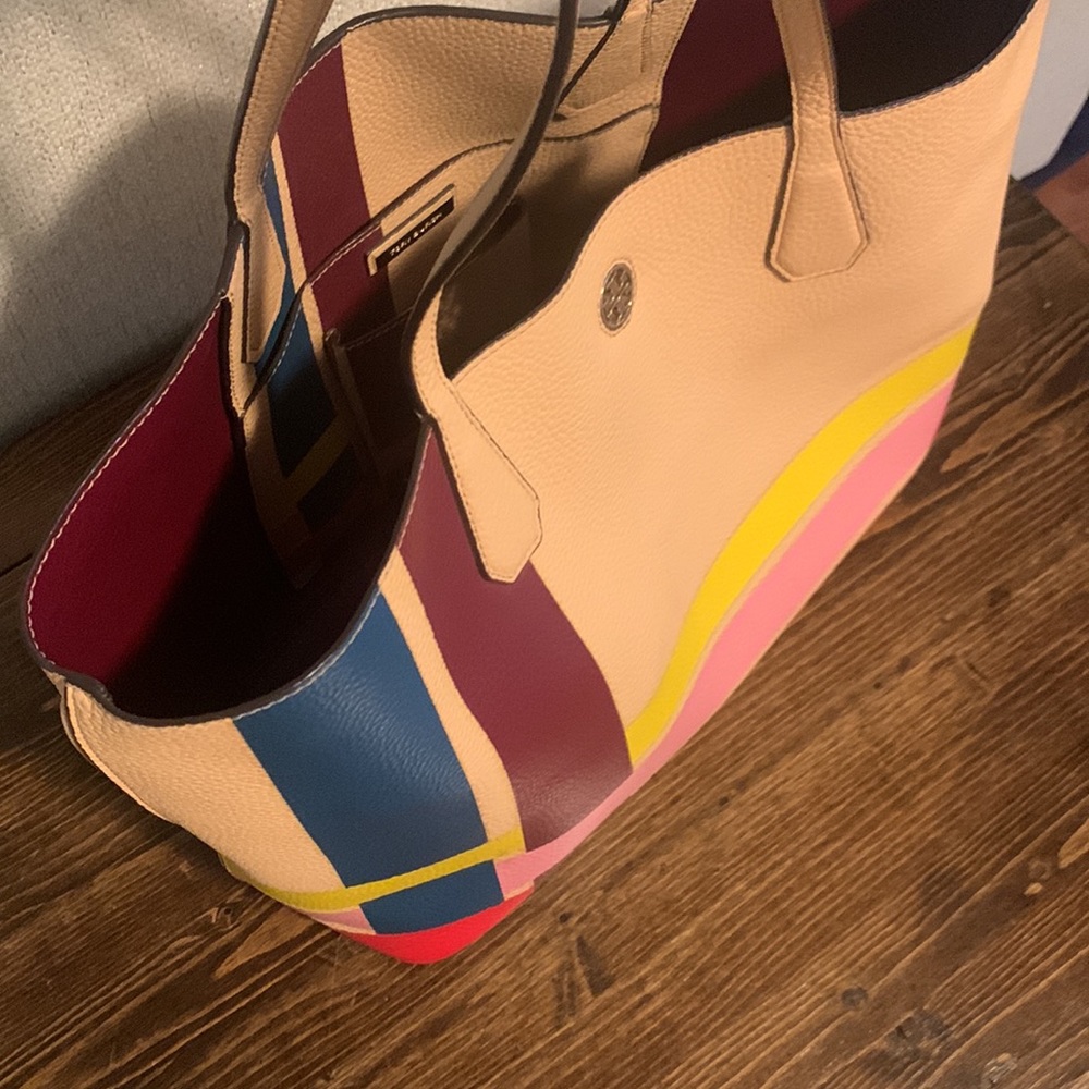 TORY BURCH color stripe tote - rare! Great condition! - Picture 2 of 16